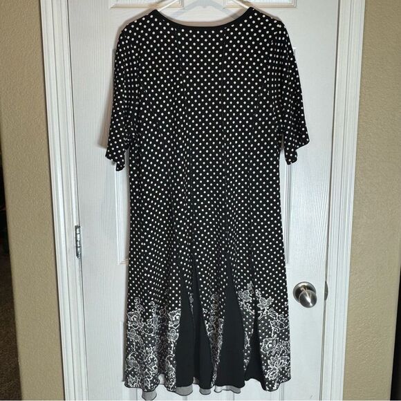 Sami & Jo Plus Women’s Black and White Polkadot Dress with Lace 2XL Textured - Picture 2 of 8